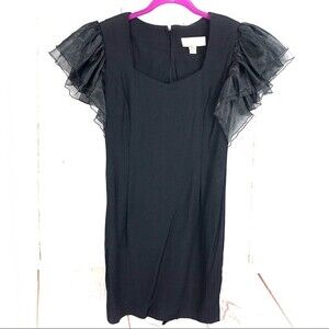 Vintage 80’s LBD Ruffle Tulle Sleeved Dress